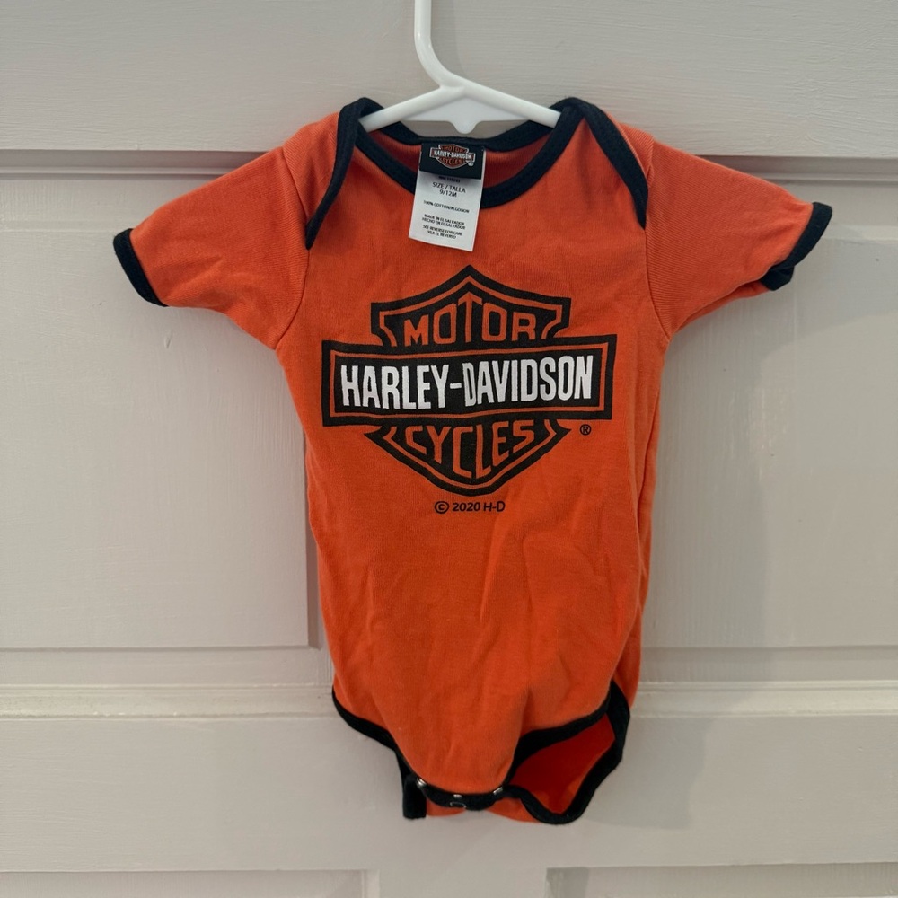Harley-Davidson Orange and Black Baby Onesie